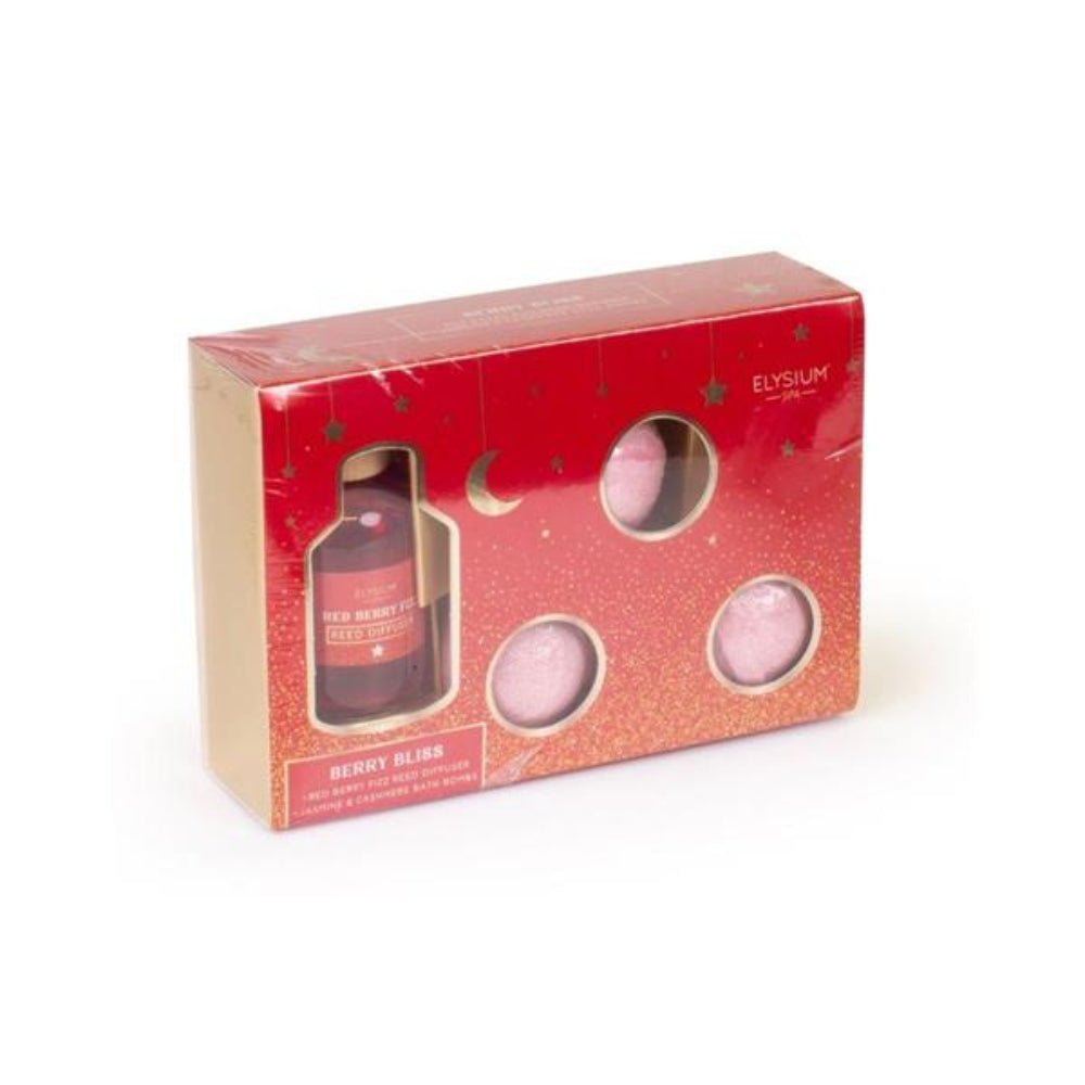 Elysium Spa, Berry Bliss Reed Diffuser & Bath Bomb Gift Set