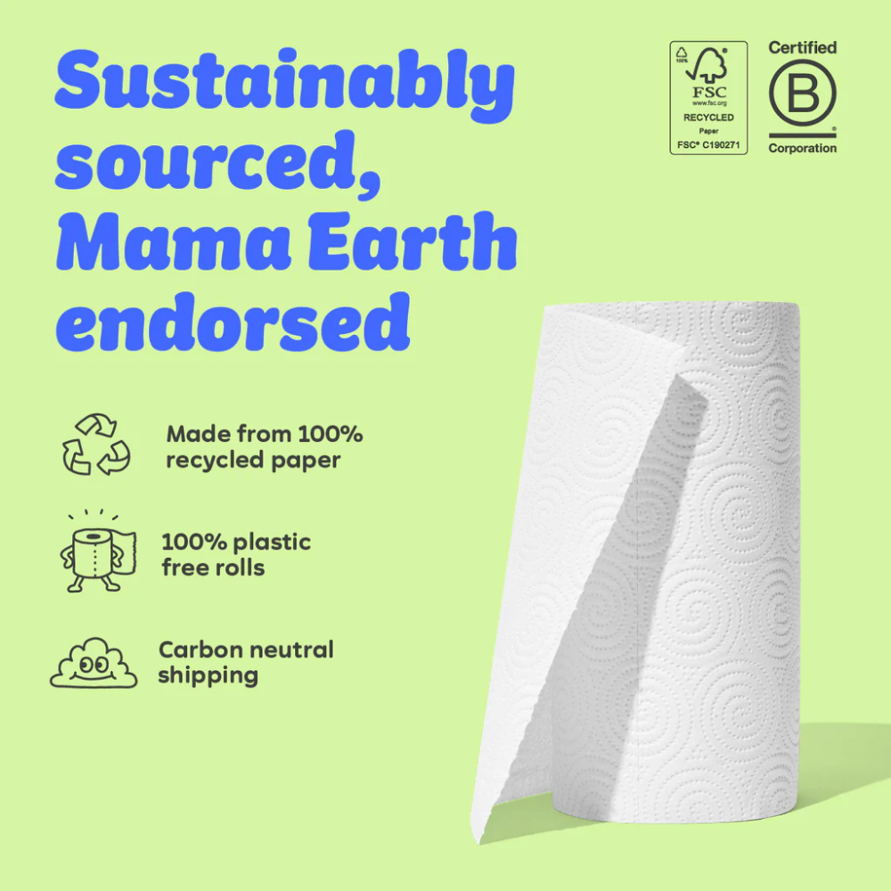 who gives a crap, 100% Recycled 50% Longer Kitchen Roll 6 Rolls