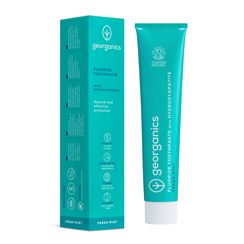 Georganics, Fresh Mint Fluoride Toothpaste With Hydroxyapatite 75ml