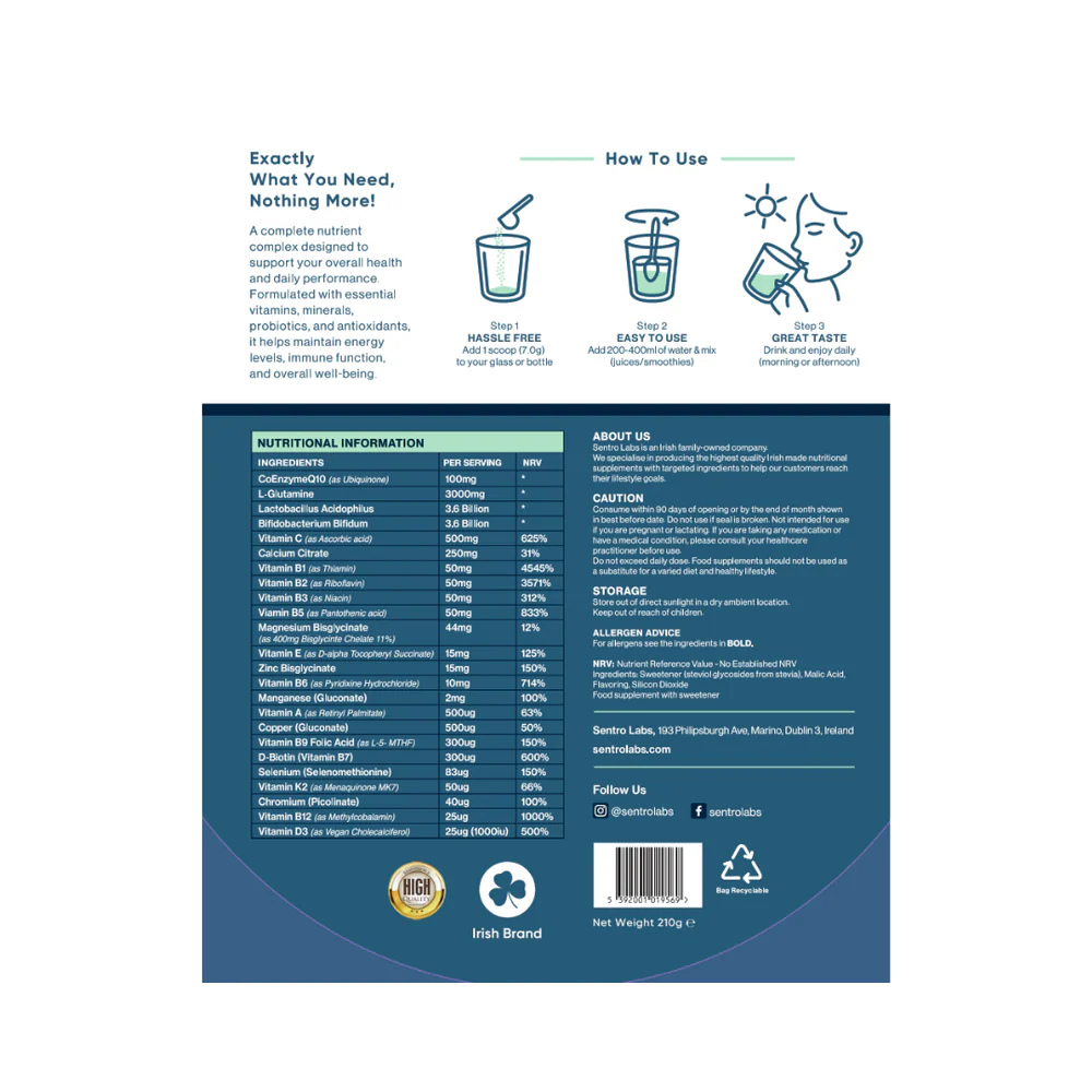 Sentro Labs, Advanced Multivitamin All-in-One Powder Formula 210g