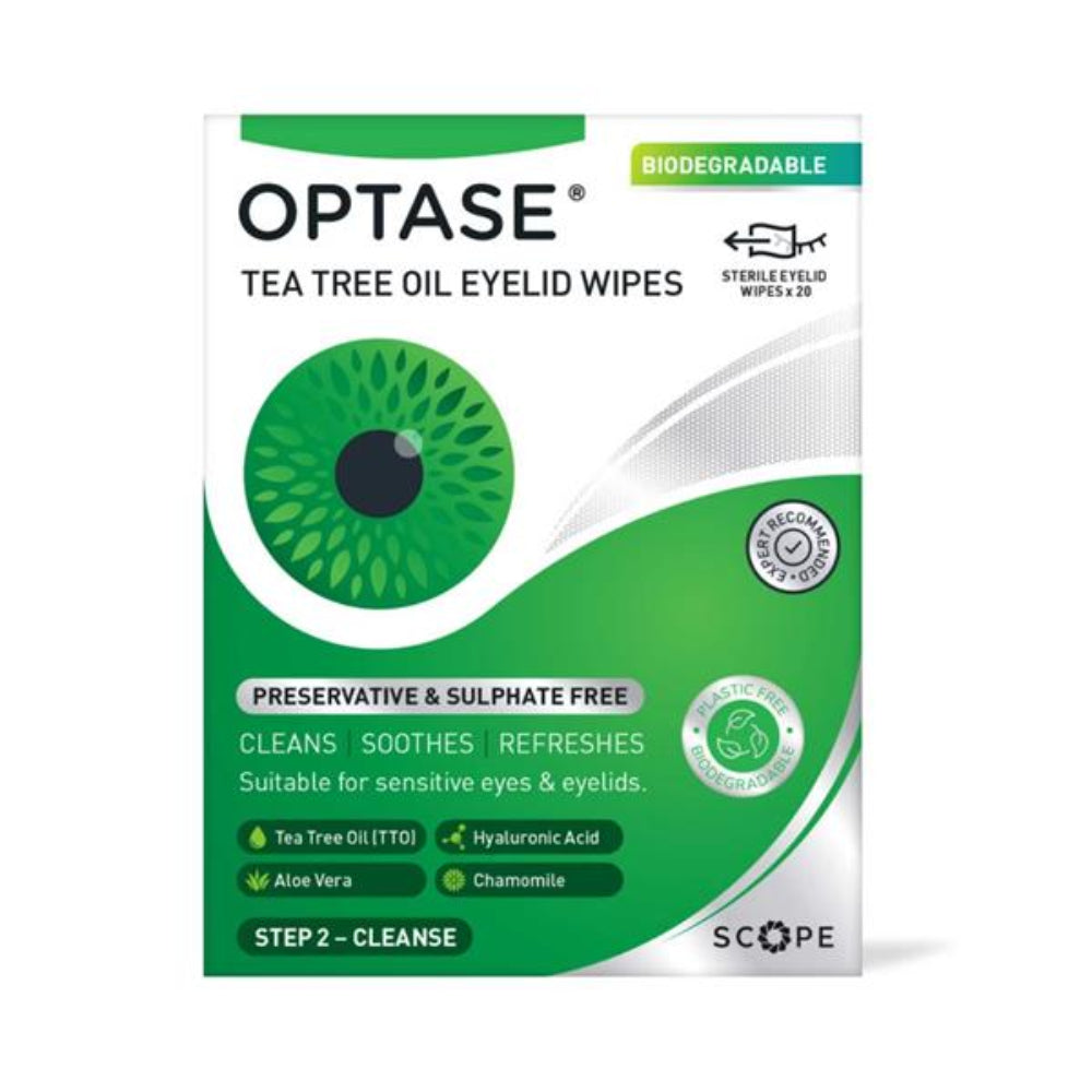 Optase, Tea Tree Oil Eyelid Wipes - 20 Pack