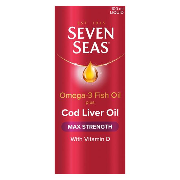 Seven Seas, Omega-3 Fish Oil Plus Cod Liver Oil Max Strength 100ml