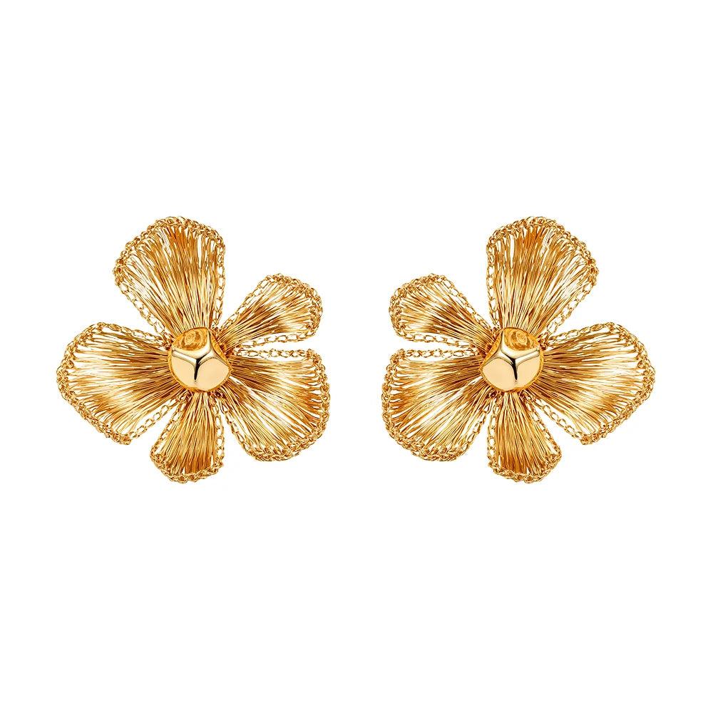 Knight and Day, Luxury Floral Gold Earrings U582EBS