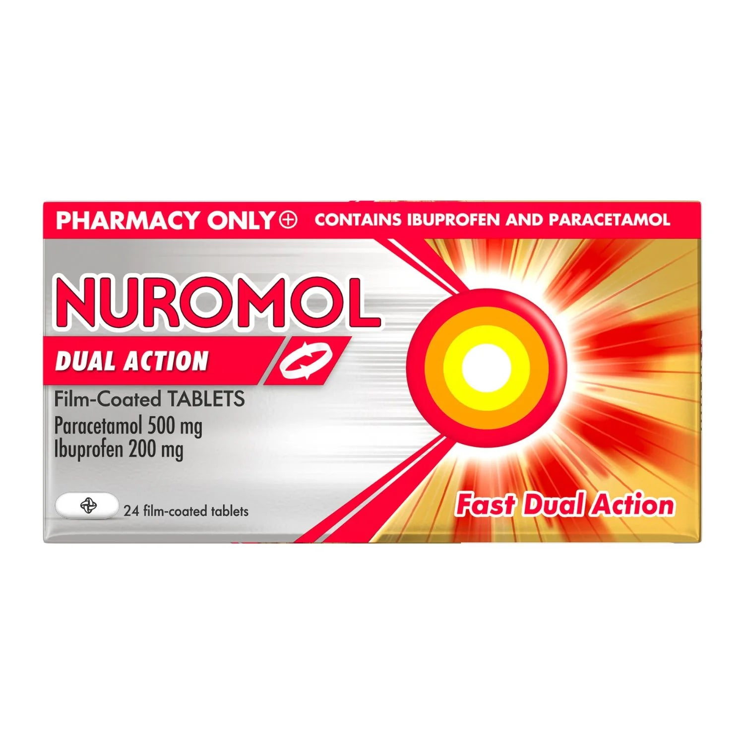 Nuromol, Dual Action Pain Relief 200mg/500mg 24 Tablets