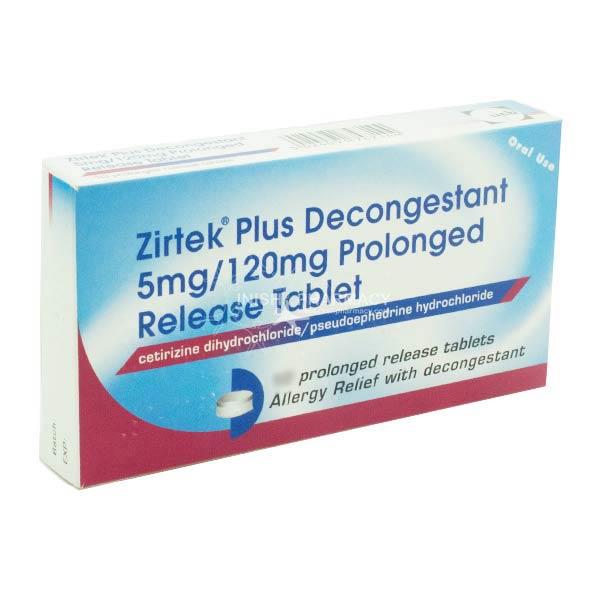 Zirtek Plus Decongestant 5Mg/120Mg 6s