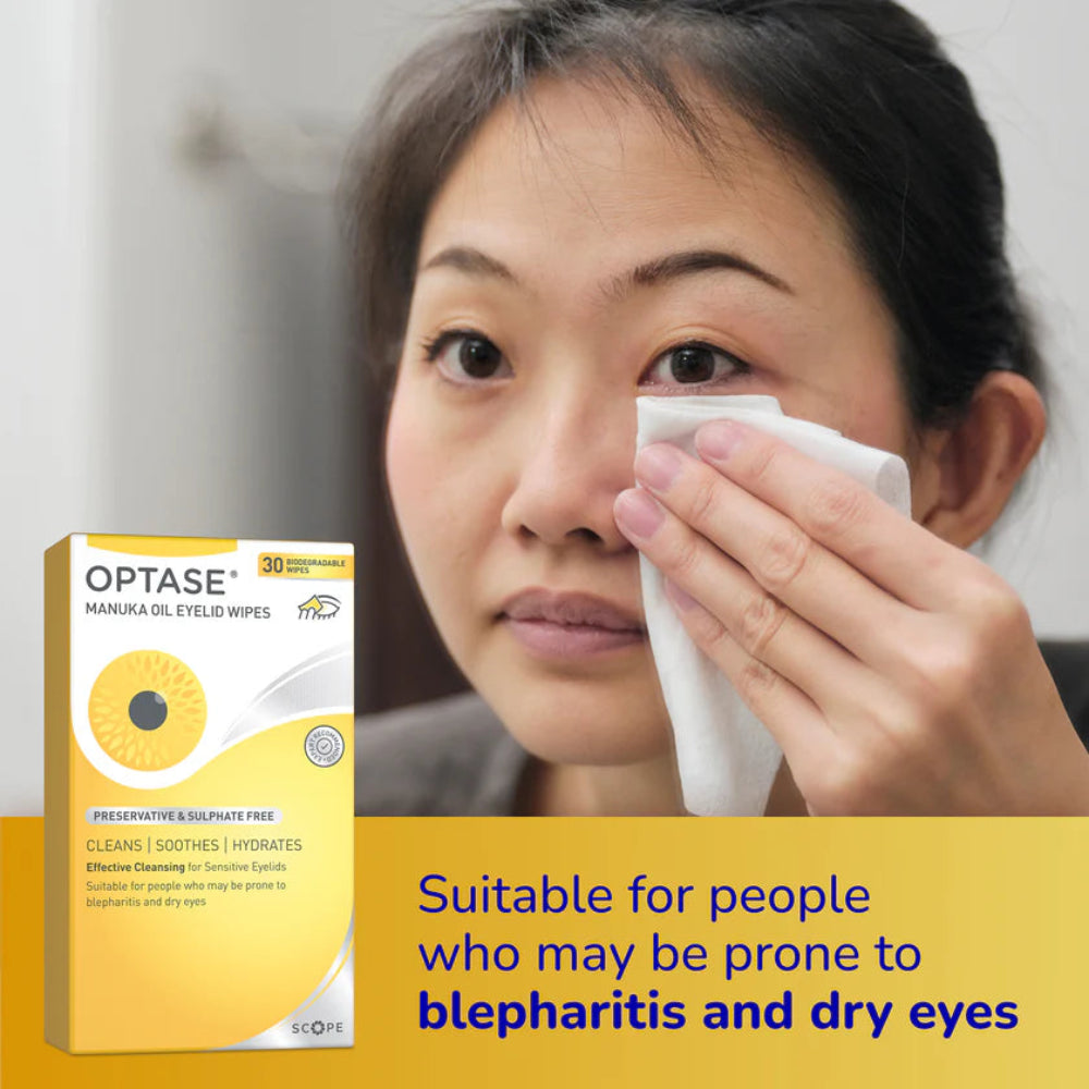 Optase, Manuka oil eyelid wipes 30pk