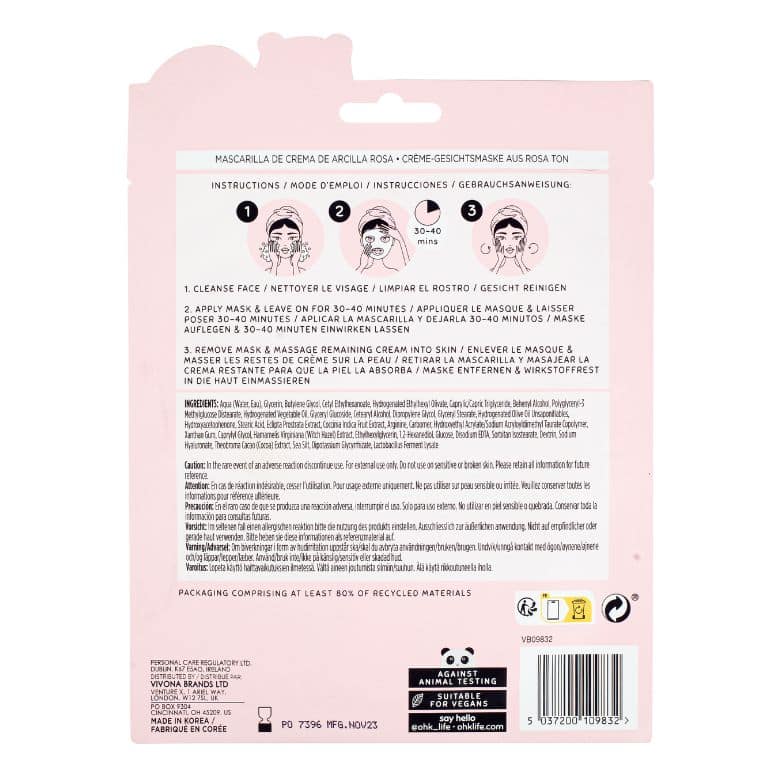 OH K, Pink Clay Cream Sheet Mask