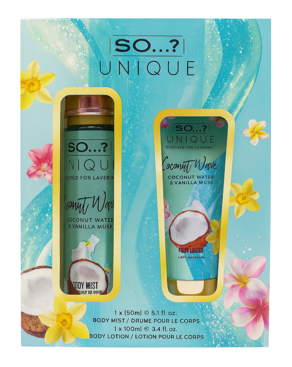 SO…? Unique Coconut Waves Gift Set Body Mist & Body Lotion Coconut Water Vanilla