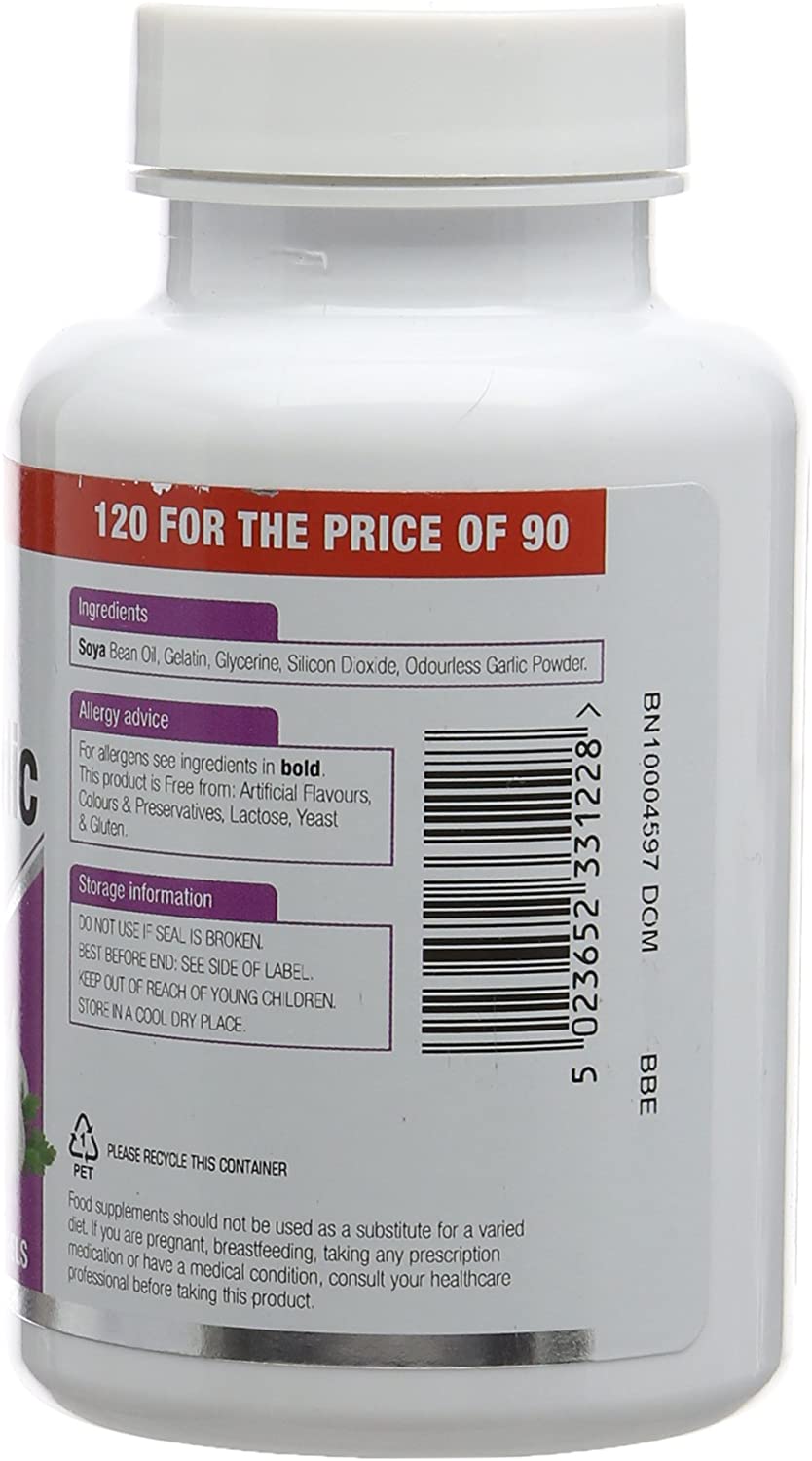 Natures Aid, Odourless Garlic Pearls Odourless 33% Free 120 Softgels Capsules Default Title