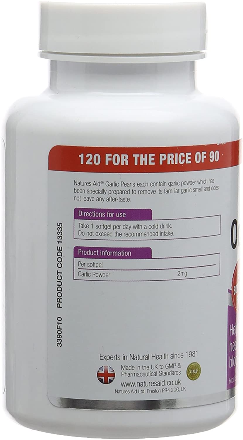 Natures Aid, Odourless Garlic Pearls Odourless 33% Free 120 Softgels Capsules Default Title