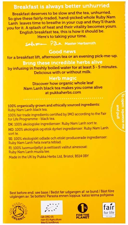 Pukka Herbs, Elegant English Breakfast Organic Tea 20 Sachets Default Title