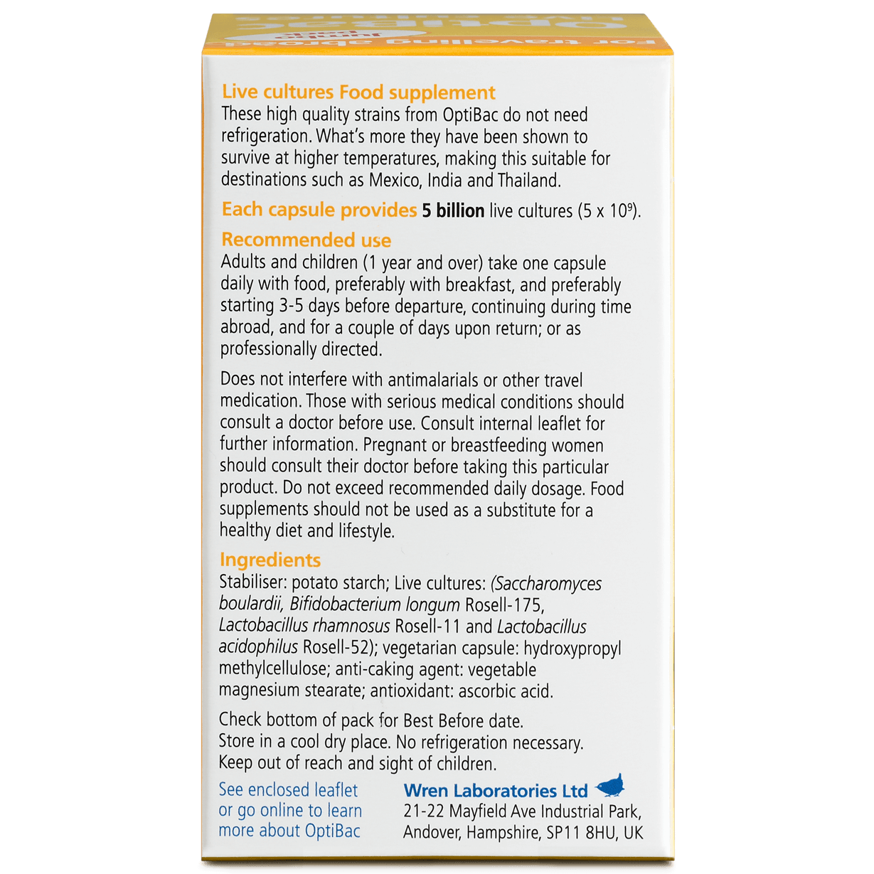 Optibac Probiotics, For Travelling Sachets