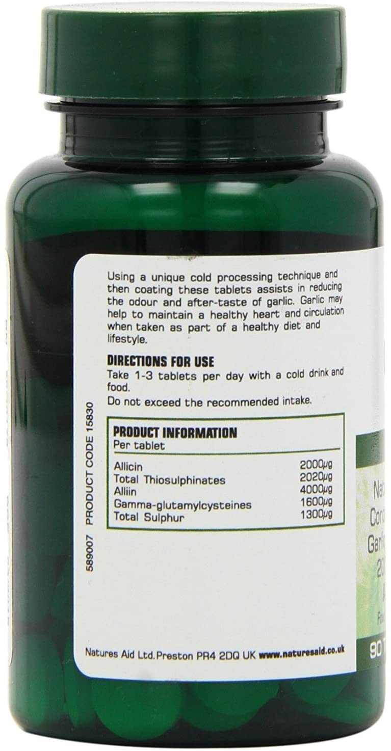 Natures Aid, Concentrated Garlic (Allicin) 2000ug 90 Tablets Default Title
