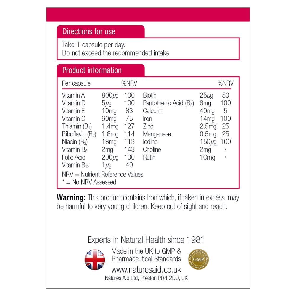 Natures Aid, Complete Multi-Vitamins & Minerals 90 Softgel Capsules Default Title