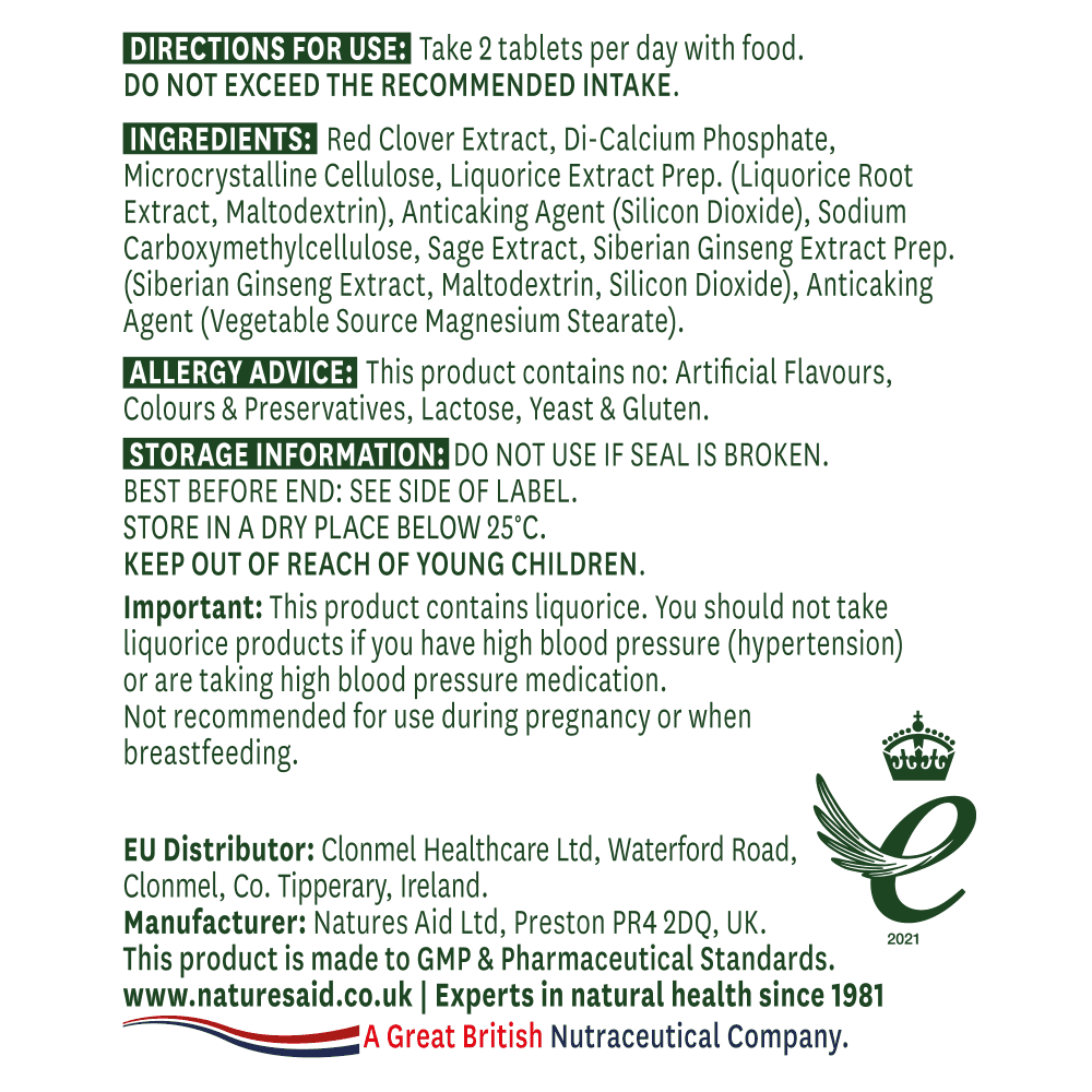 Natures Aid, Red Clover Complex With Sage 120 Tablets