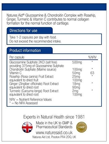 Natures Aid, Glucosamine 500mg Chondroitin 100mg 90 Capsules Default Title