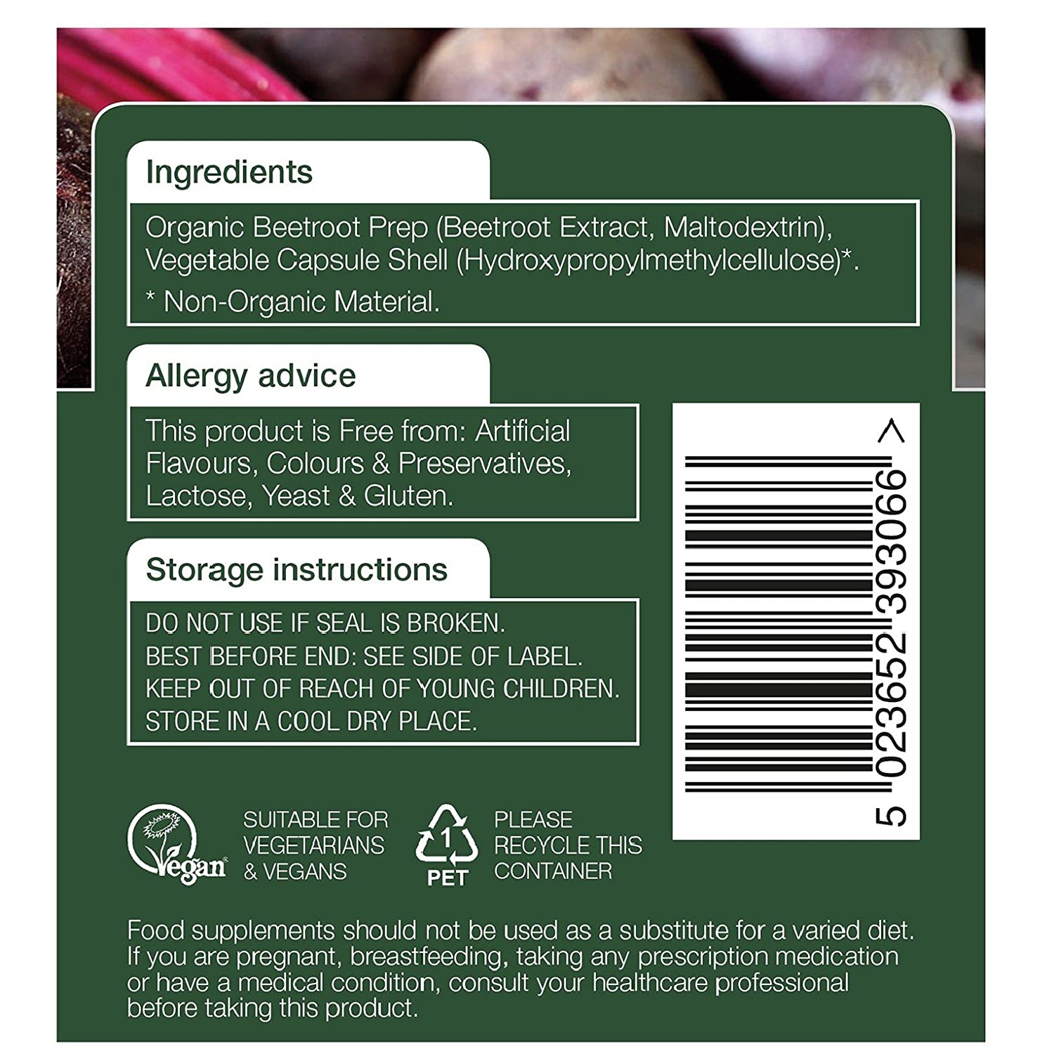 Natures Aid, Organic Superfoods Beetroot 60 Capsules Default Title