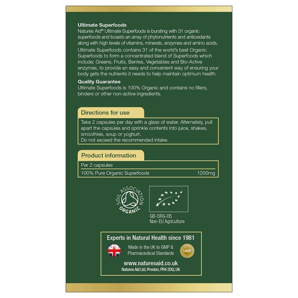 Natures Aid, Ultimate Organic Superfoods 60 Capsules Default Title