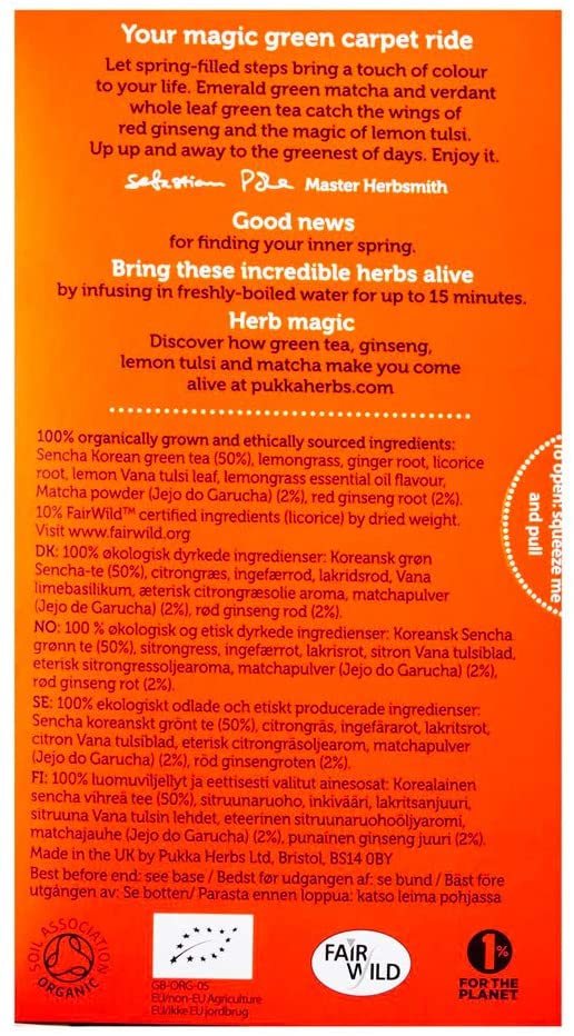 Pukka Herbs, Ginseng Matcha Green Organic Herbal Tea 20 Sachets Default Title