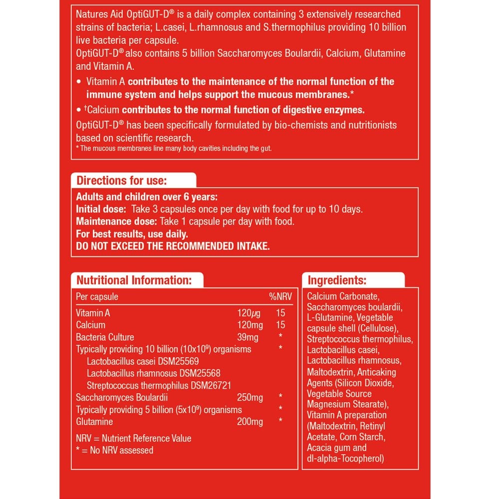 Natures Aid, OptiGUT-D® (10 Billion Bacteria) 30 Capsules Default Title
