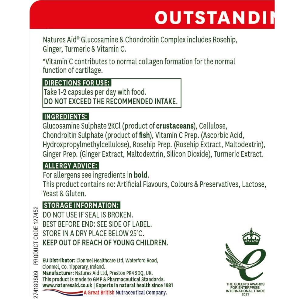 Natures Aid, Glucosamine & Chondroitin Complex 90 Capsules