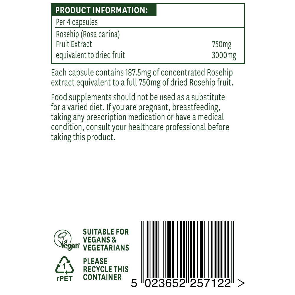 Natures Aid, Rosehip 750mg 120 Capsules