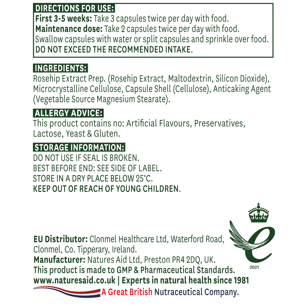 Natures Aid, Rosehip 750mg 120 Capsules