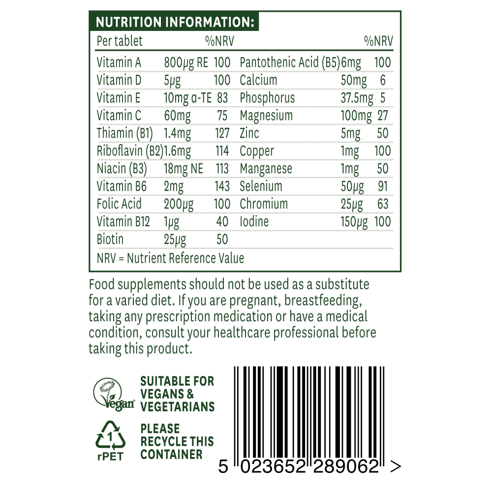 Natures Aid, Multi-Vitamins & Minerals (Without Iron) 60 Tablets