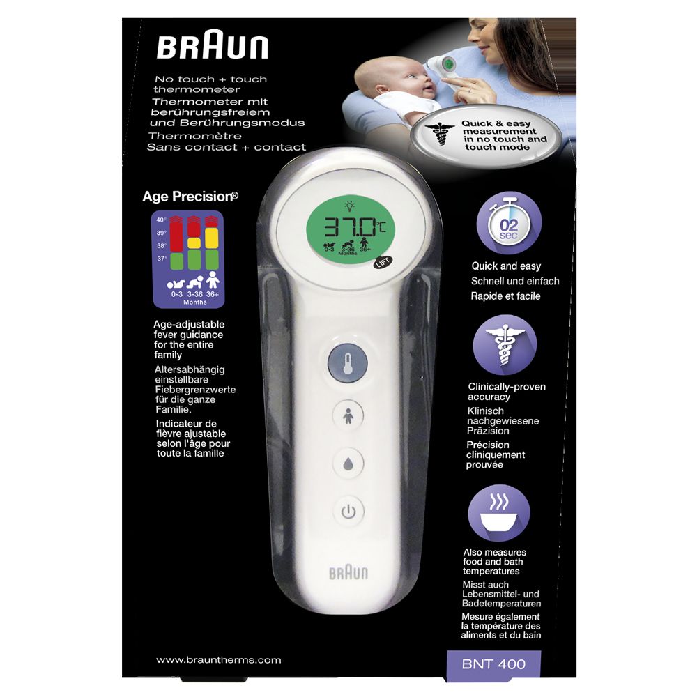 Braun, No Touch + Touch Forehead Thermometer with Age Precision®