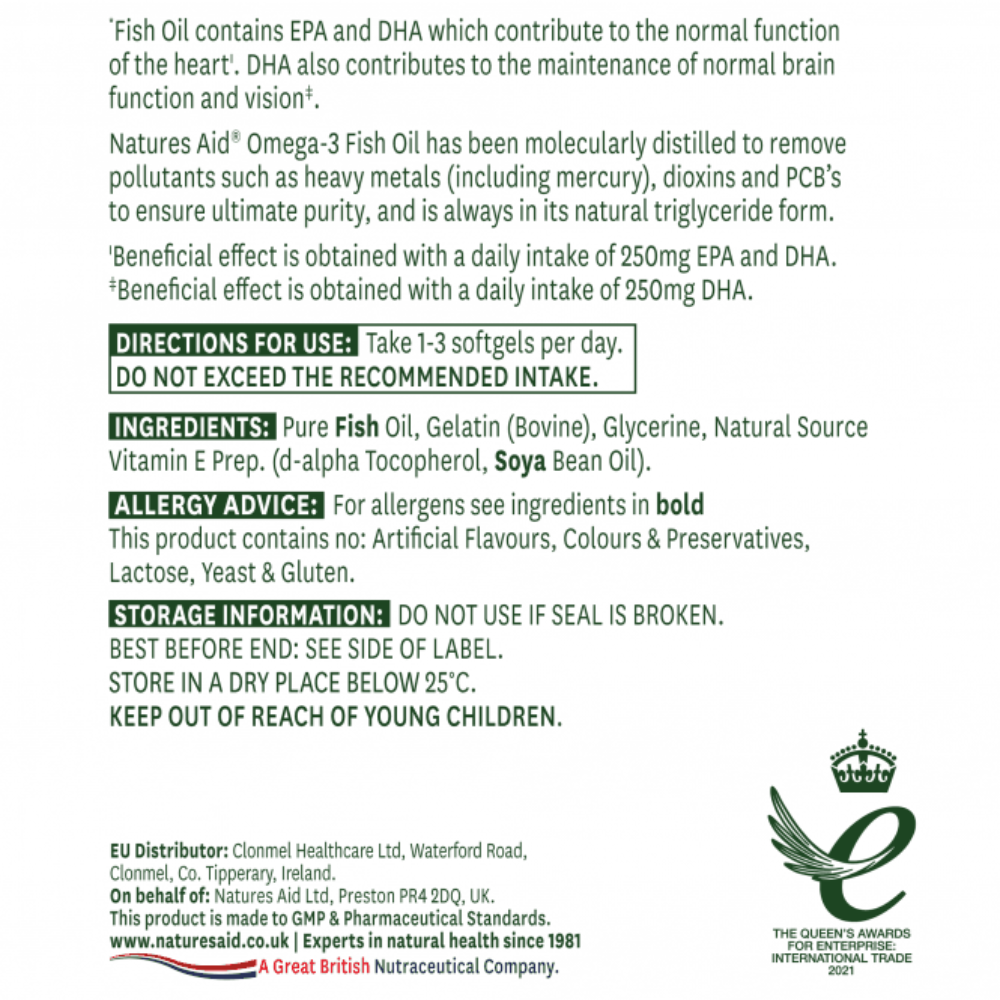 Natures Aid, Fish Oil 1000mg (33% Extra Free) 120 Softgel Capsules