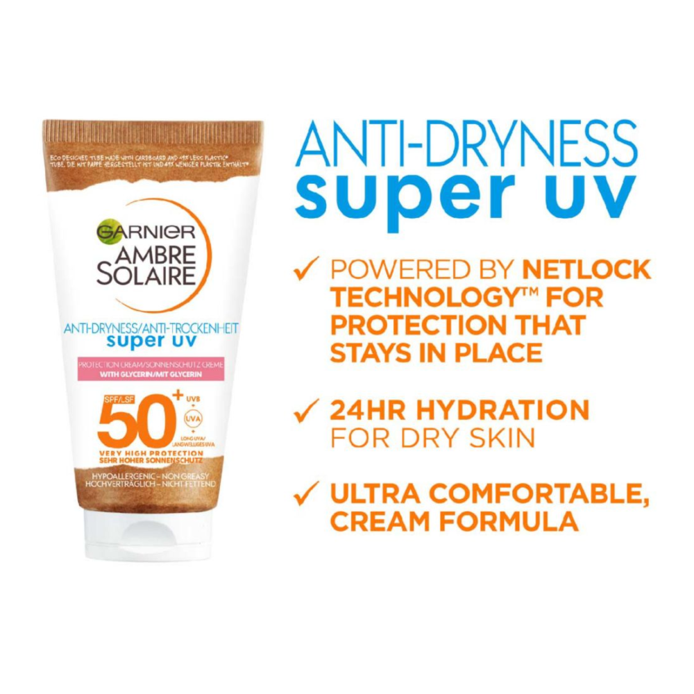 Garnier Ambre Solaire, Anti-Dryness Super UV Face & Neck Cream SPF50+ 50ml Default Title