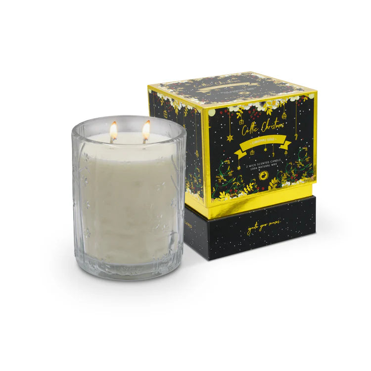 Celtic Candles, Double Wick Christmas Gold