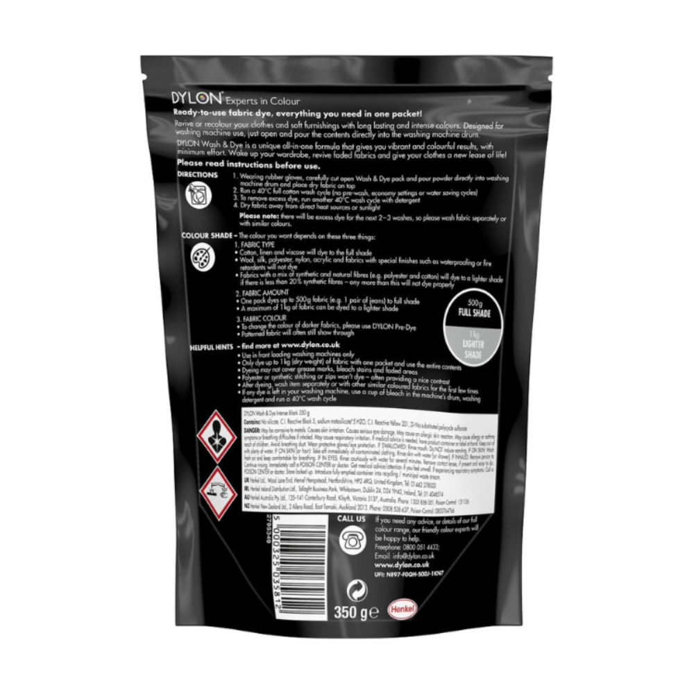 Dylon,  Wash & Dye Intense Black 350g