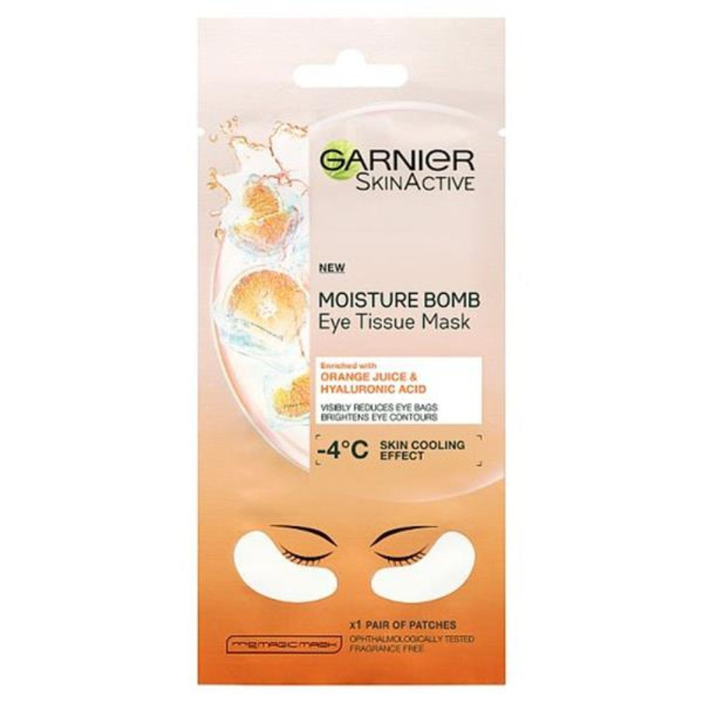 Garnier, Moisture Bomb Hyaluronic Acid And Orange Juice Hydrating Brightening Eye Sheet Mask