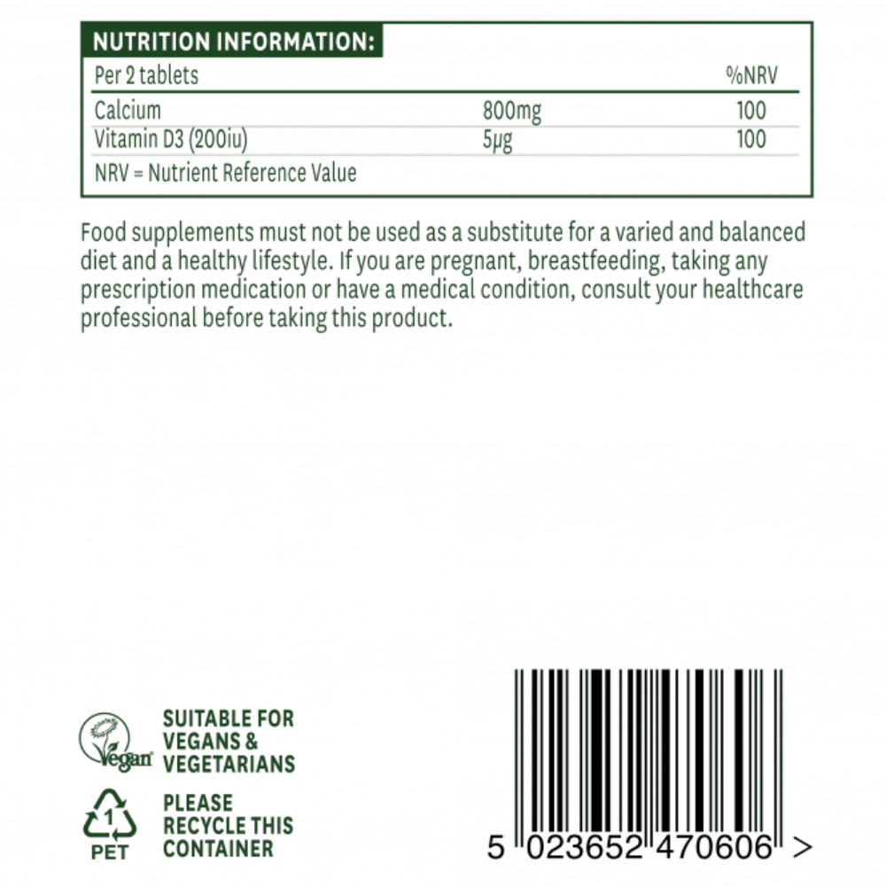 Natures Aid, Calcium 400mg With Vitamin D3 Chewable 60 Tablets