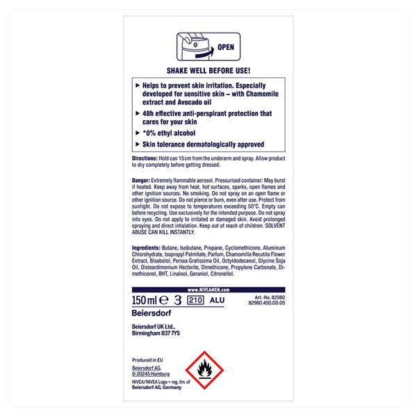 Nivea, Sensitive Protect Deodorant Spray 150ml Men