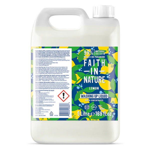 Faith In Nature, Lemon Washing Up Liquid 5L