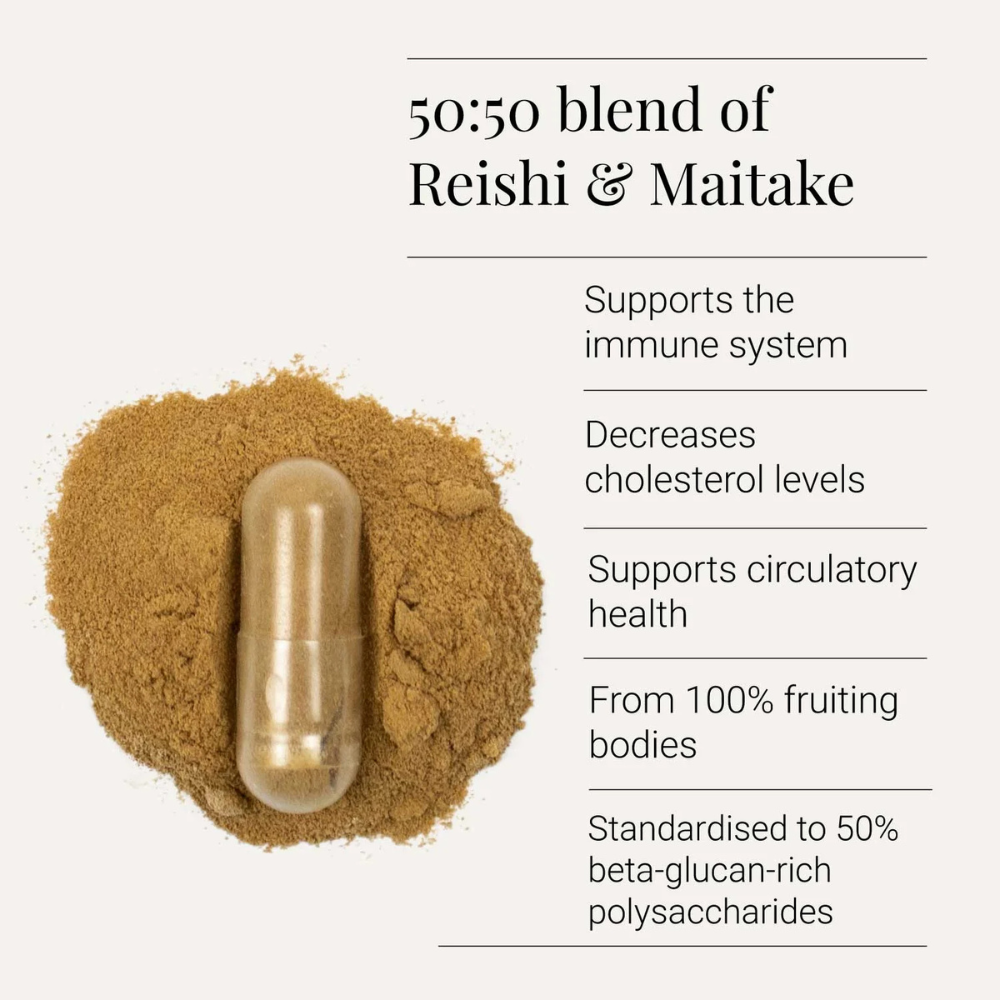 KIKI Health, Organic Maitake & Reishi Mushroom Extract Bl 60 Vegetarian Capsules
