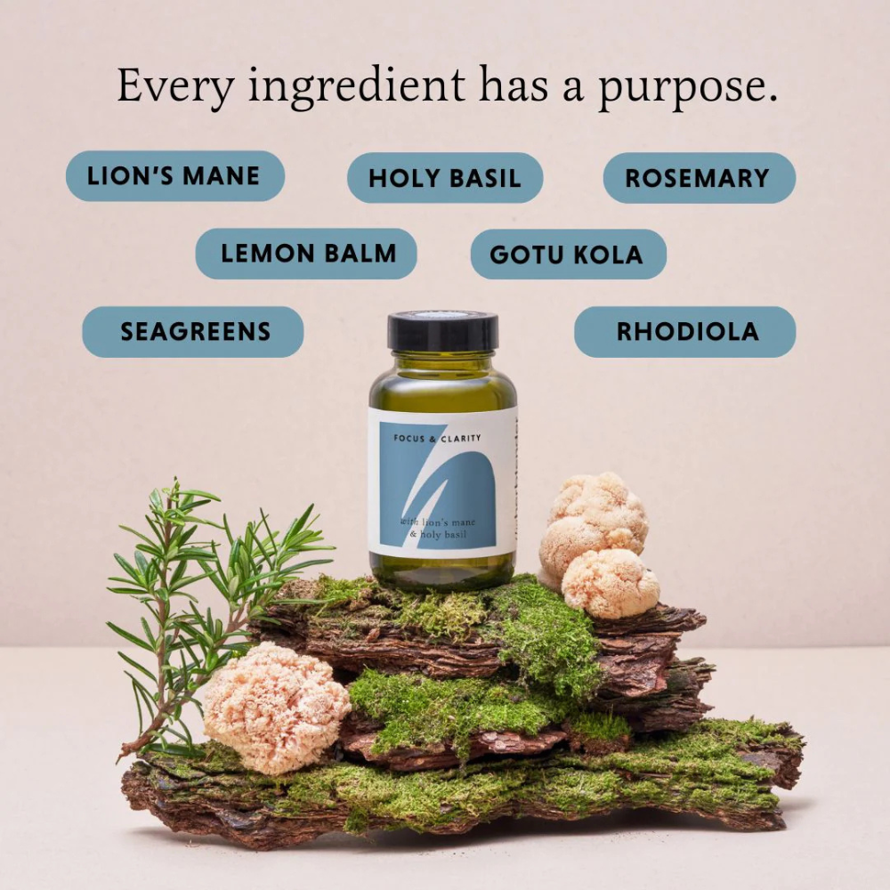 The Herbtender, Focus & Clarity Lion’s Mane & Holy Basil 60 Vegan Capsules