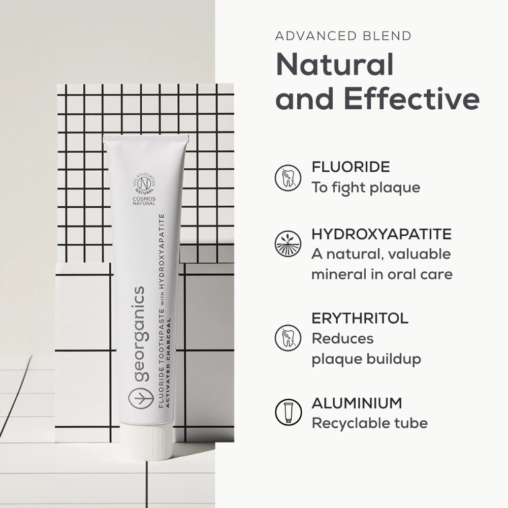 Georganics, Activated Charcoal Fluoride Toothpaste With Hydroxyapatite 75ml
