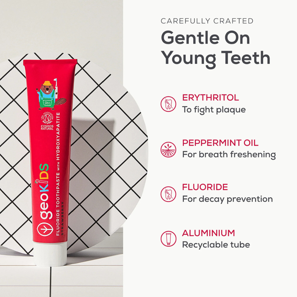 Georganics, Kids Strawberry Fluoride Toothpaste With Hydroxyapatite 75ml