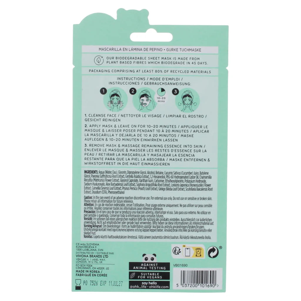 Oh K, Sheet Mask Cucumber 27g