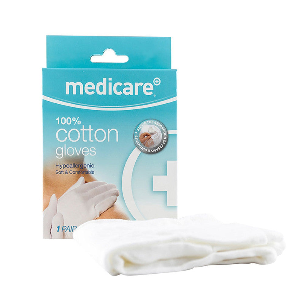 MEDICARE,  WHITE COTTON GLOVES MEDIUM