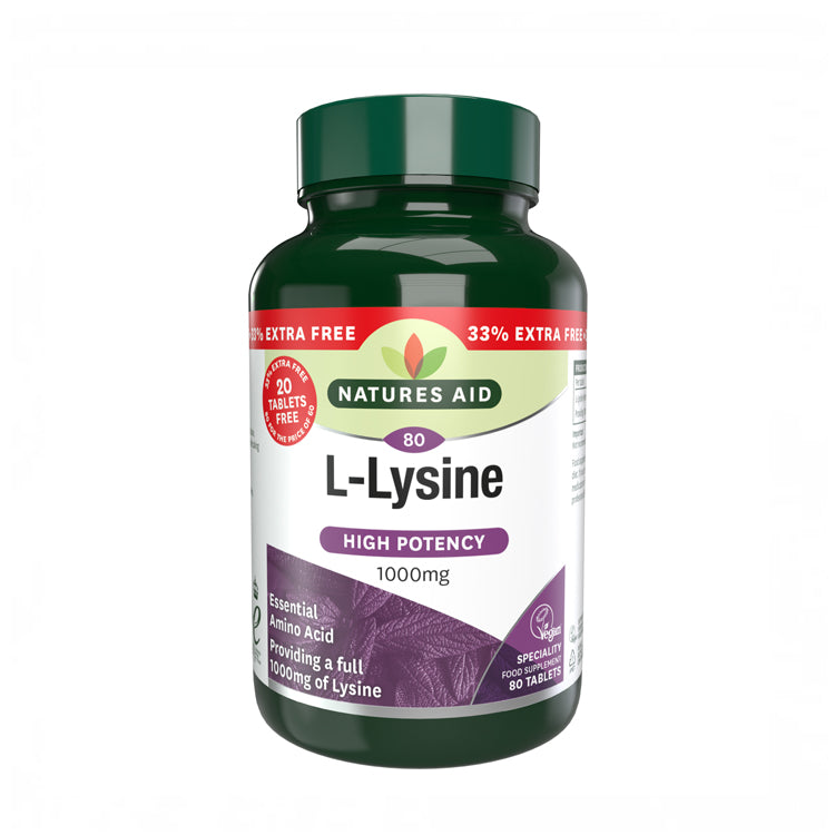 Natures Aid, L-Lysine 80 Caps 33% Extra Free