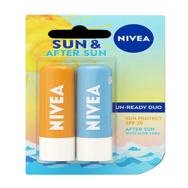 Nivea Sun & After Sun Lip Balm Twinpack 2x4.8g