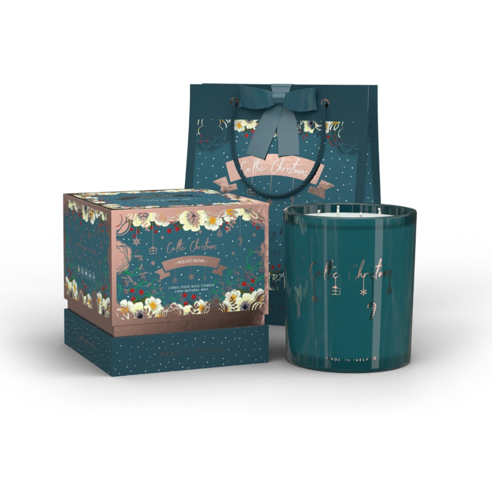 Celtic Candles, Nollaig Shona 4 Wick Candle includes gift bag
