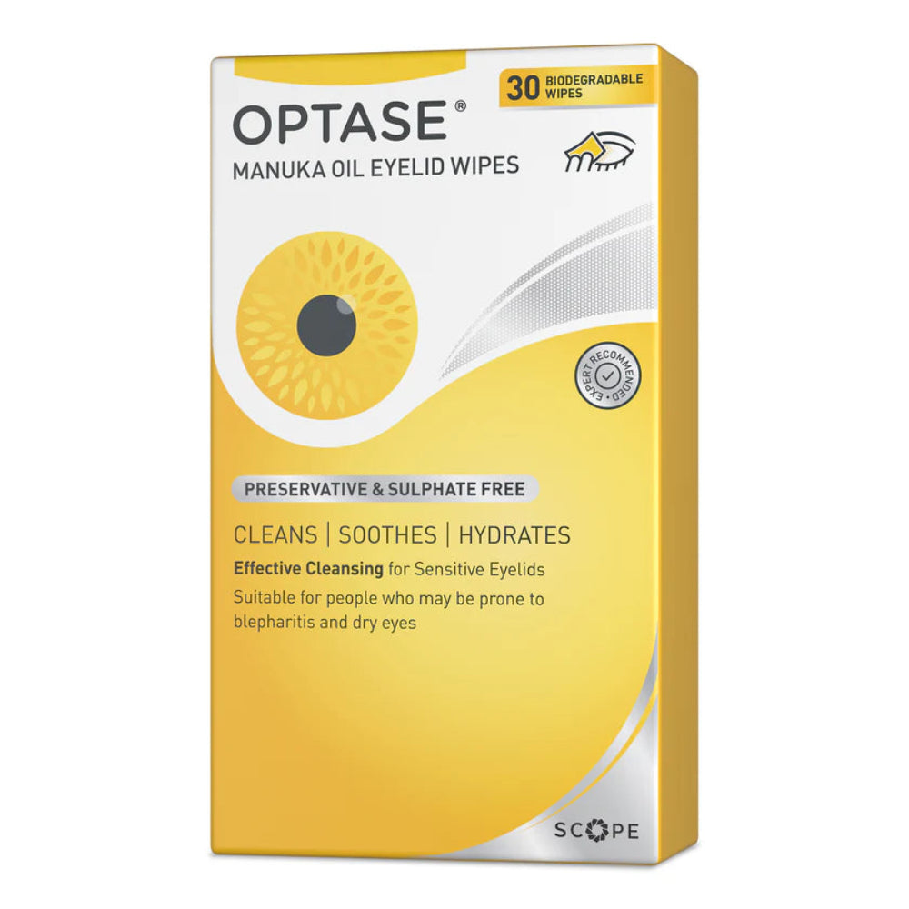 Optase, Manuka oil eyelid wipes 30pk