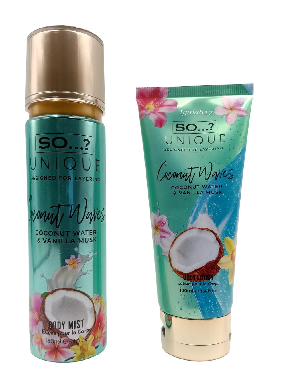 SO…? Unique Coconut Waves Gift Set Body Mist & Body Lotion Coconut Water Vanilla