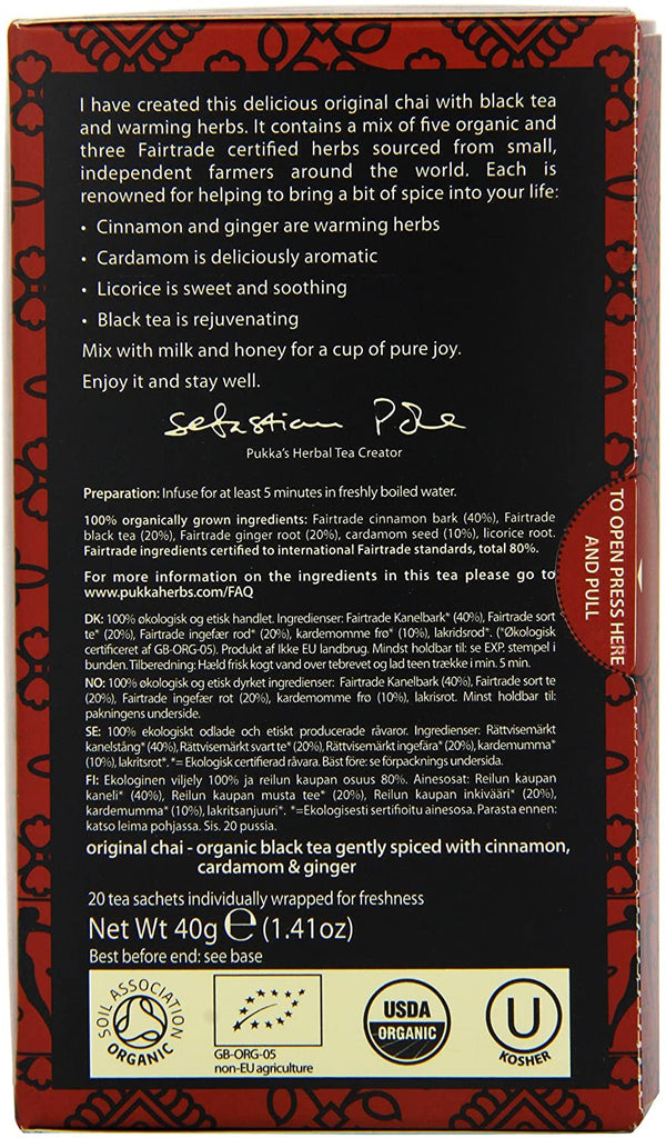Pukka Herbs, Chai Tea Organic Herbal Tea 20 Sachets Default Title