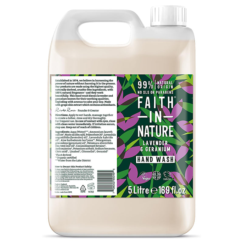 Faith In Nature, Lavender & Geranium Organic Hand Wash 5L Default Title
